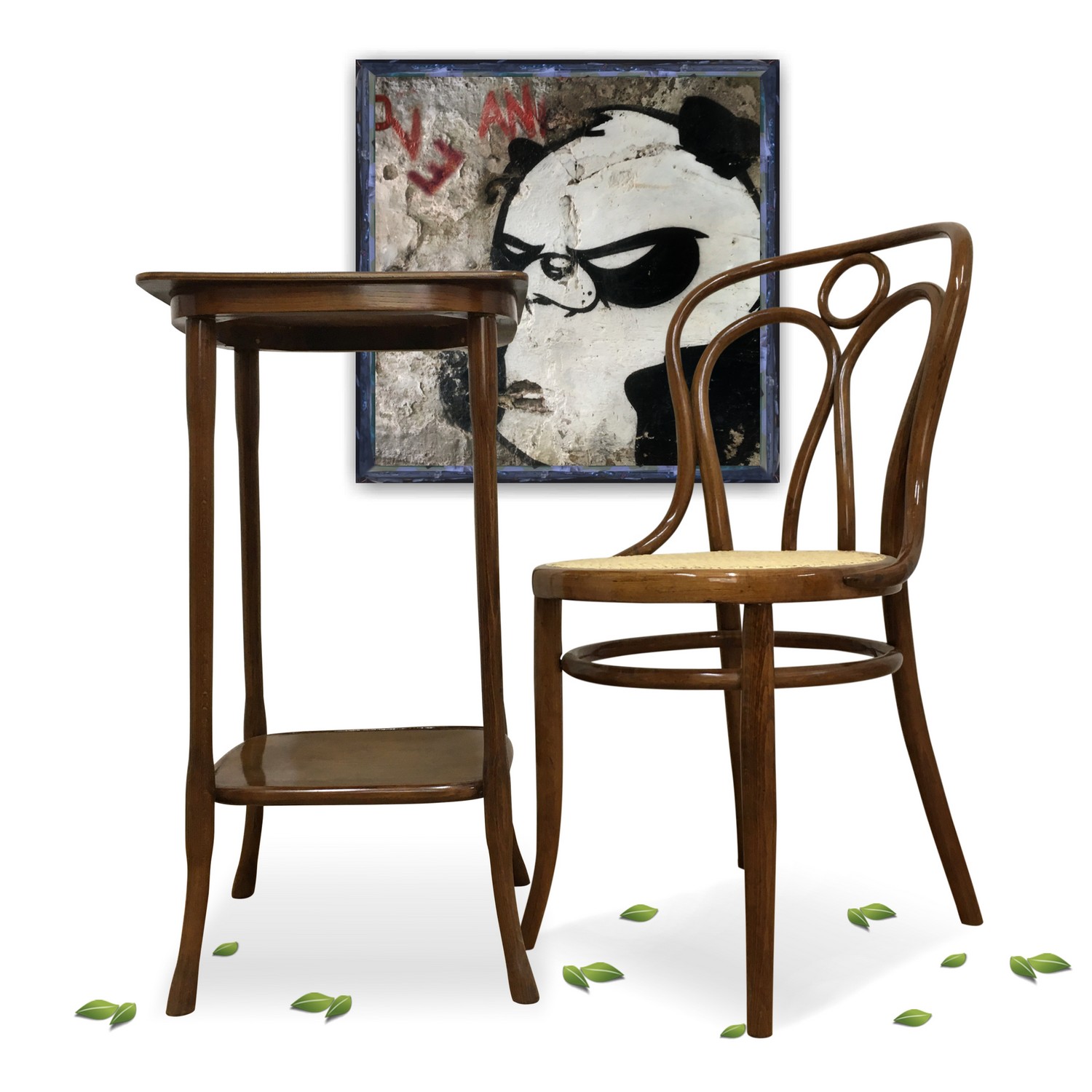 Tisch antik Kohn Bugholz restaurierter Beistelltisch Kohn Beistelltisch Sessel restauriert