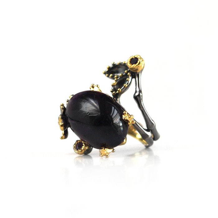 Ring 925 Silber Edelstein Amethyst Zauberwald Schmuckdesign handgefertigt