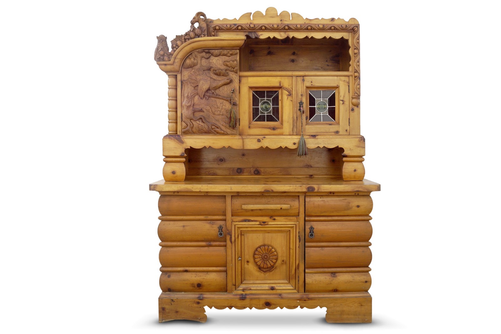 Zirbe Kredenz antiker Schrank Bauernmöbel Massivholz Zirbe Bauernschrank Antiquität Vintage Möbel Bauernschrank antik Massivholz Zirbe Jagdschrank Almhütte Steinbock Waldtiere Kredenz