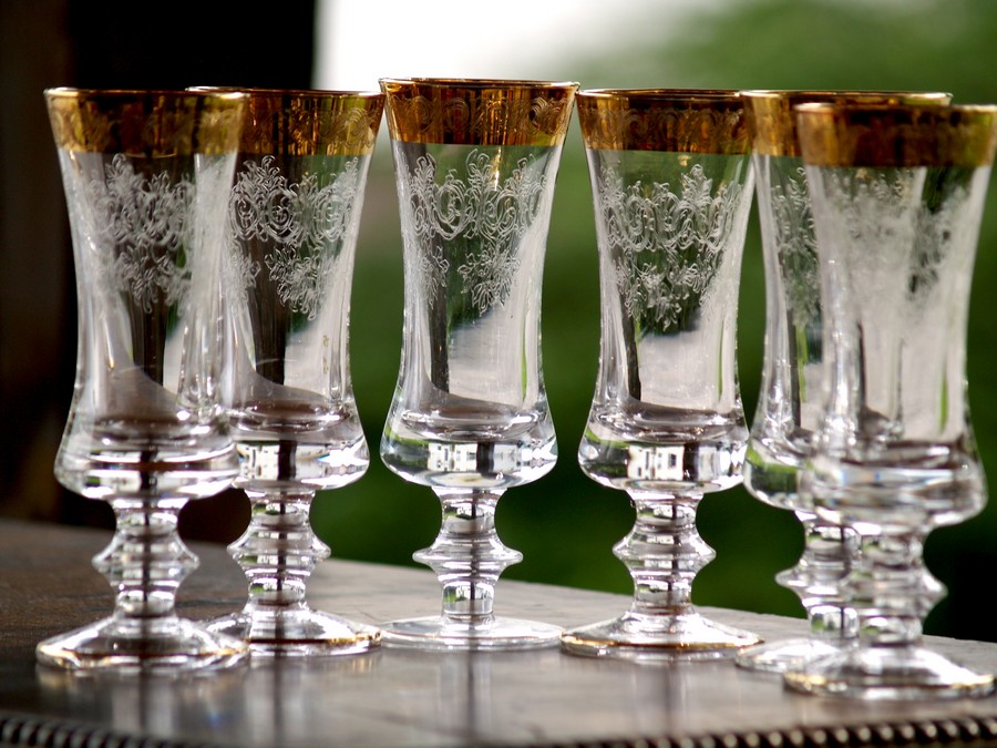 Bleikristallgläser Murano Medici Goldrand Sektgläser Vintage vergoldet