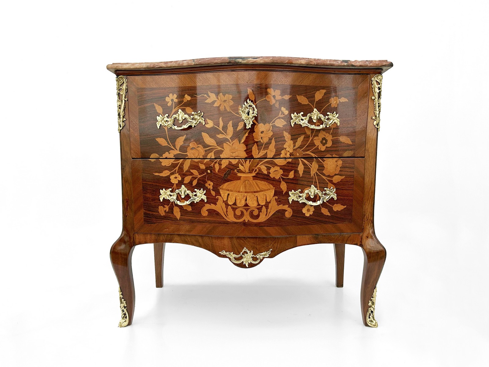 Französische Kommode Louis XV Rokoko Stil Marmorplatte 
