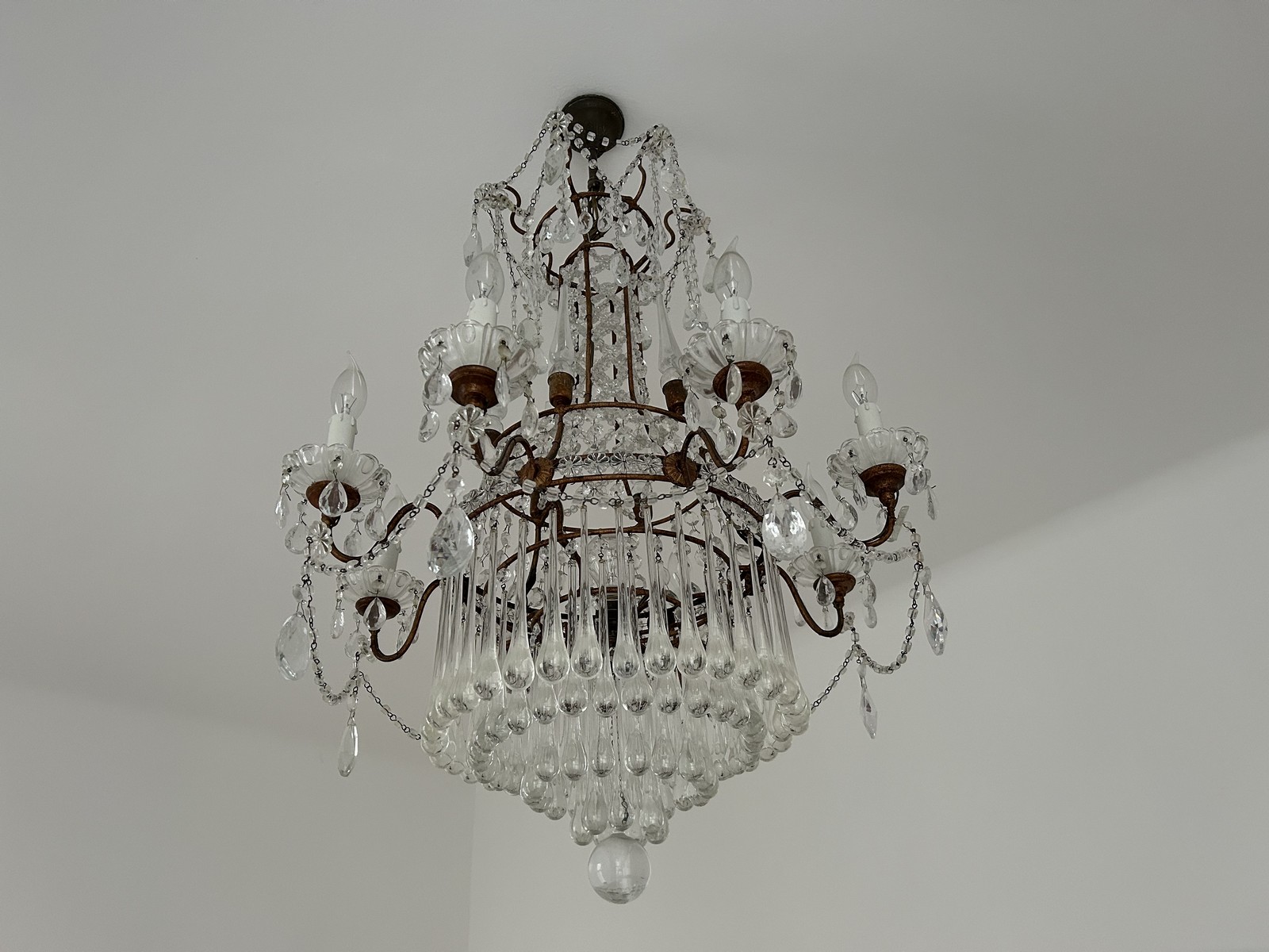 Neoklassizistischer Kronleuchter Kristall Murano Glas Antik Bleikristall Kronleuchter antiker Prunkluster Biedermeier Gründerzeit Antiquität