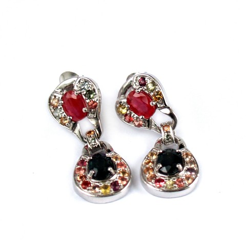 Ohrstecker Silber Saphir 925 handgefertigt