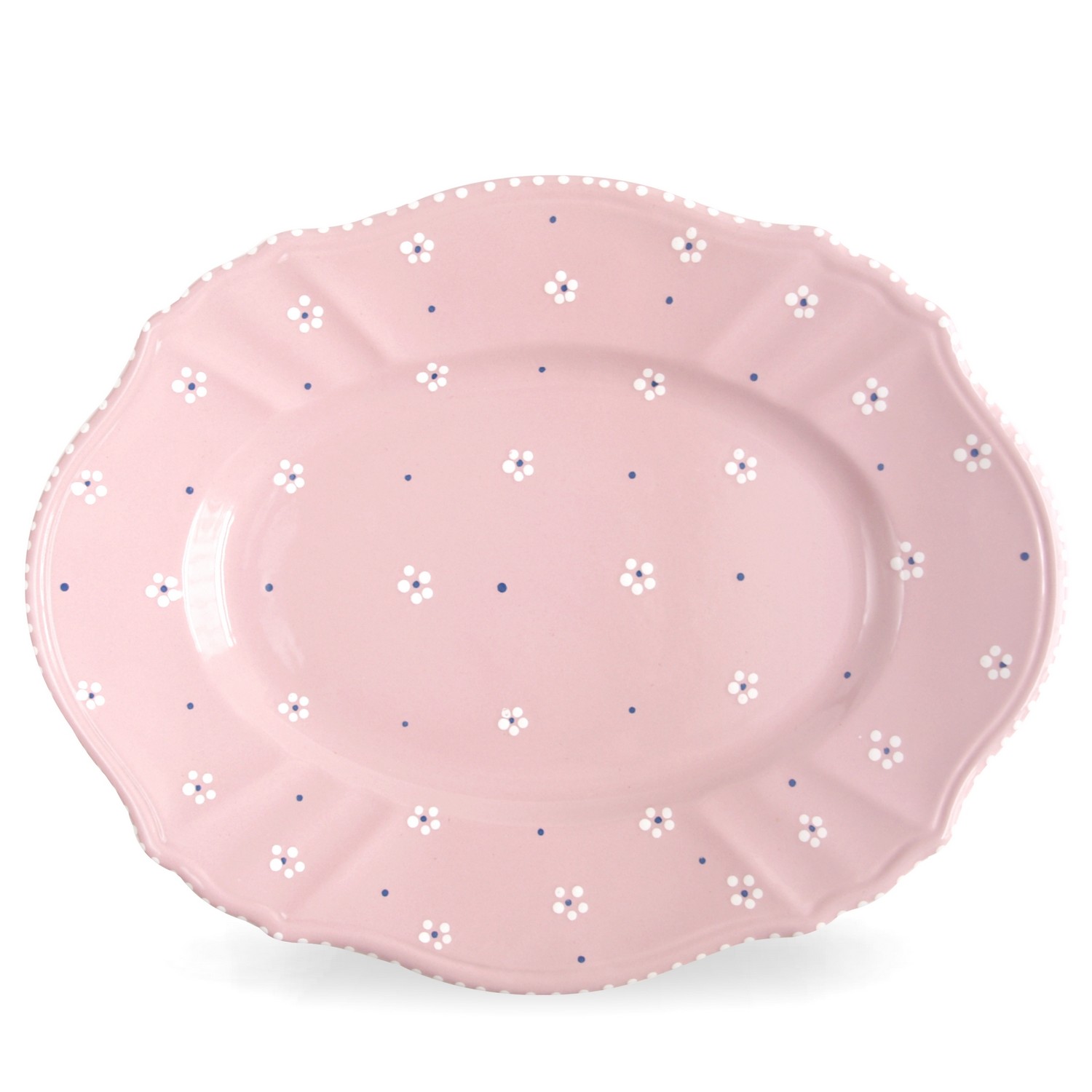 Gmundner Keramik Platte oval Fahne Barock Dirndl Rosa Gmundnerkeramik Dirndlrosa Kuchenplatte