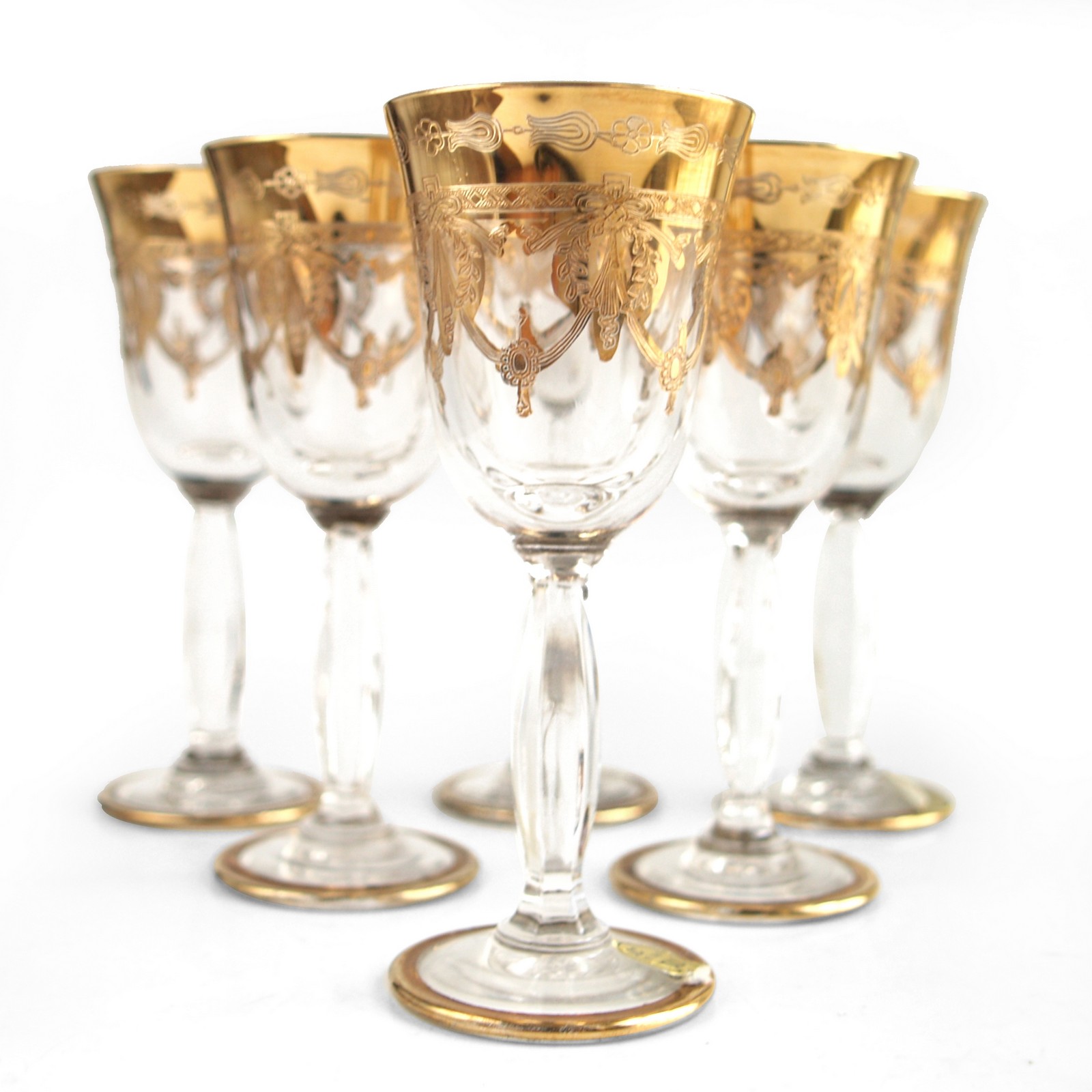 Likörgläser Goldrand 24K Empire Girlanden Murano