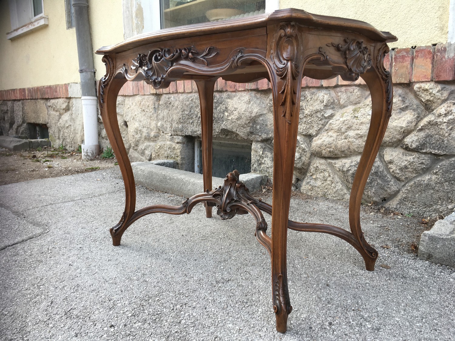 Tisch antik Salontisch Glasplatte Wiener Barock Pfeiferlbarock original