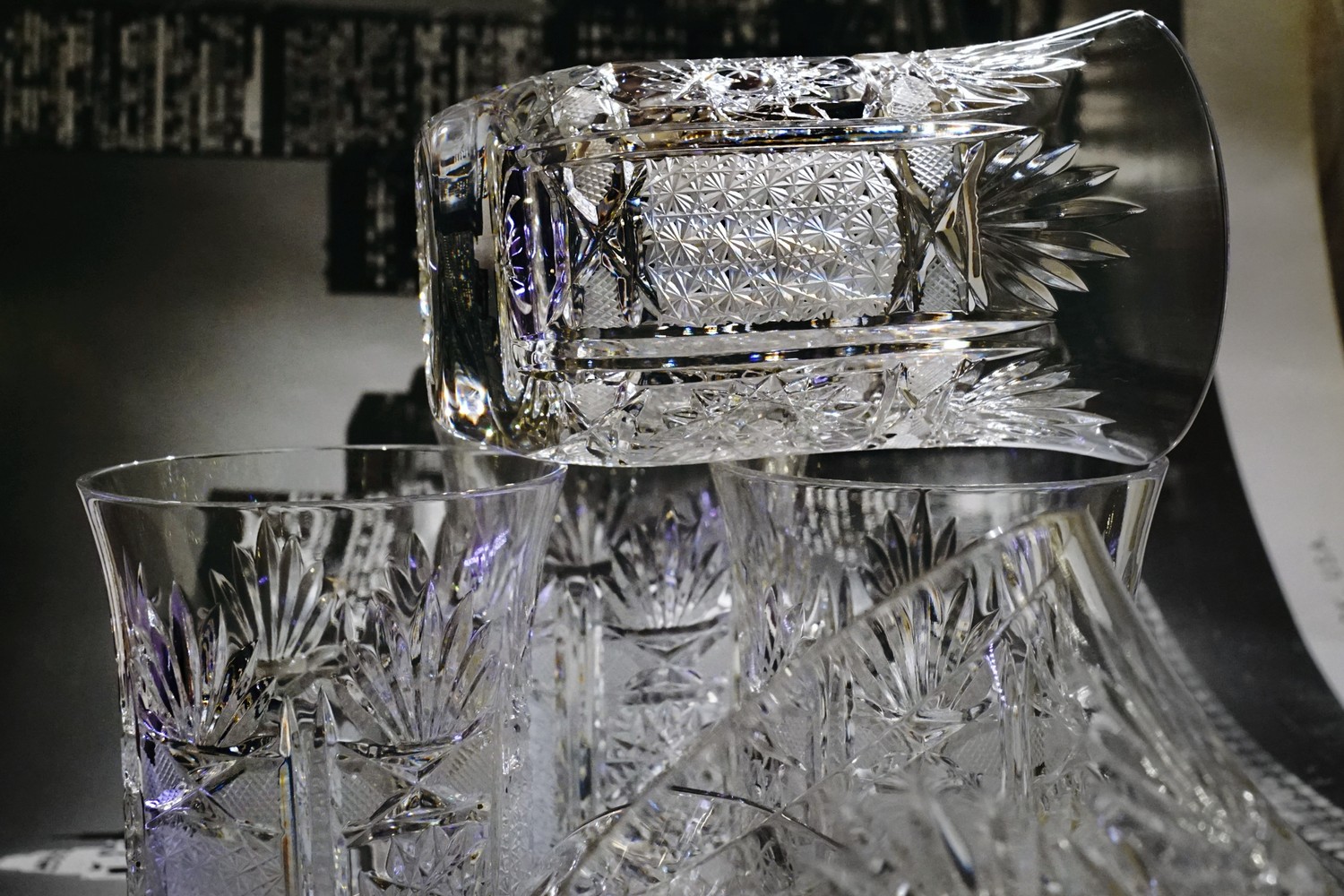 Bleikristall Gläser geschliffen Wassergläser Waffel Raute Schliff Bier Vintage neuwertig