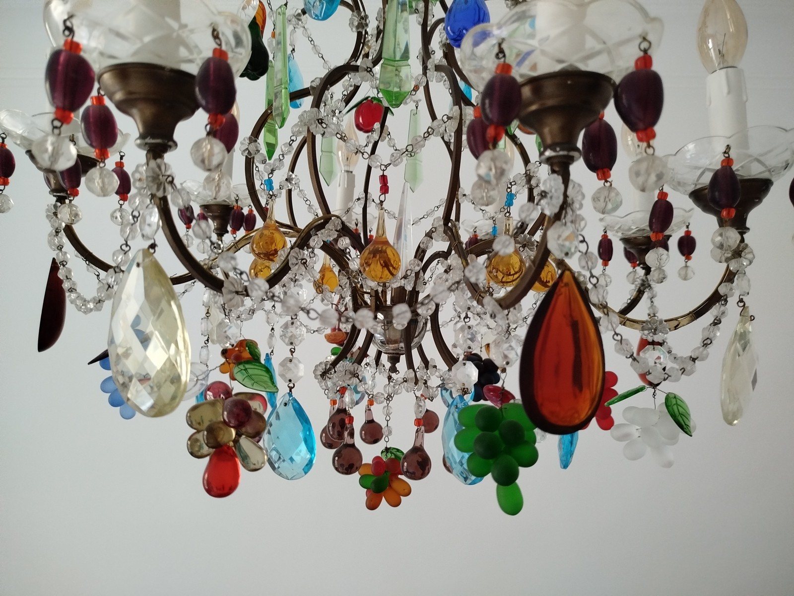 Venzianischer Kronleuchter 8-flammig Muranoglas Behang antik Venzianischer Kronleuchter 8-flammig Muranoglas Behang antik