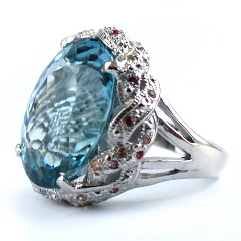 Blautopas Ring 925 Silber
