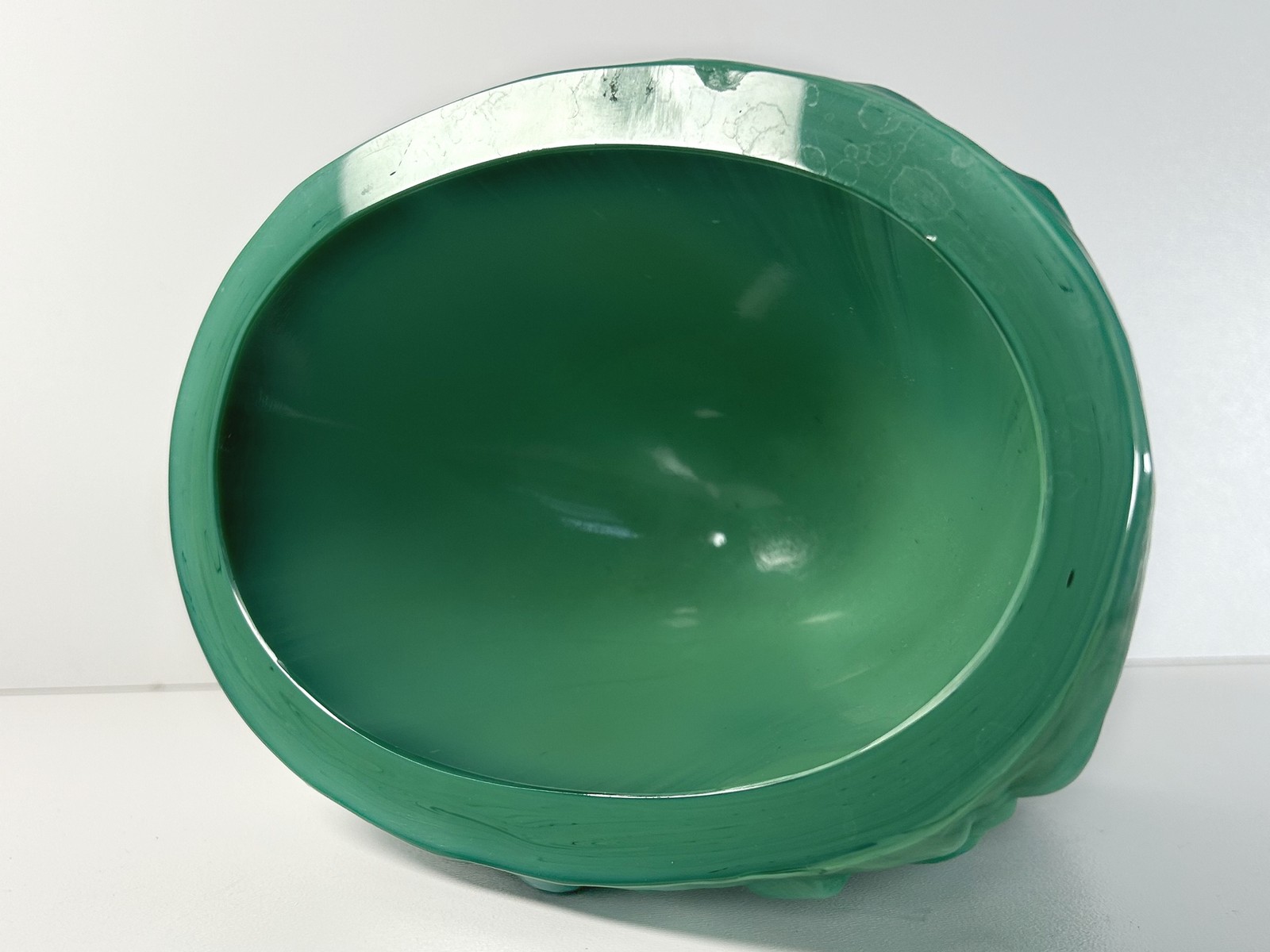 antike Schale Malachitglas schwer Frantisek Halama Vögel ca. 1930