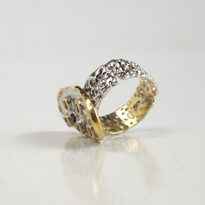 Rhodolit Ring 925 Silber Handarbeit