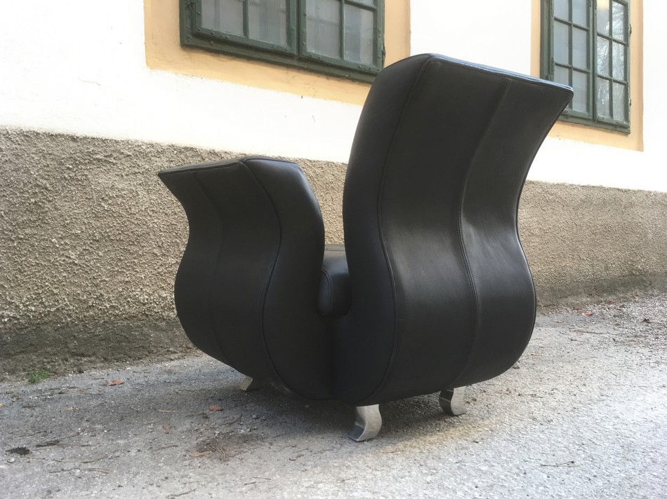 Bretz Sessel Moon Leder schwarz