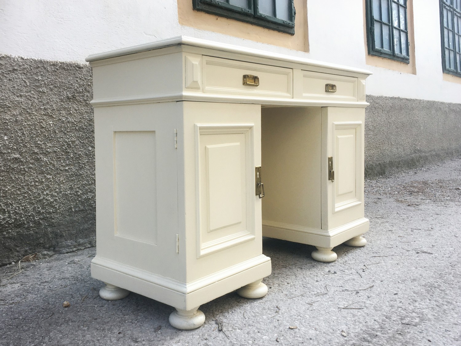 Schreibtisch antik creme Konsole-Tisch vintage Möbel