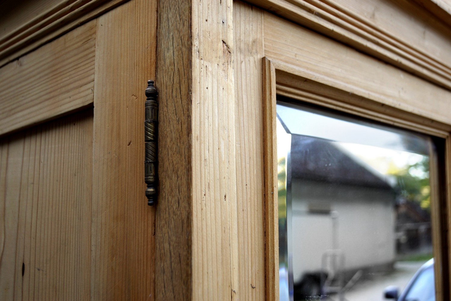 Bauernschrank antik Weichholz Dielenschrank Spiegel Schrank Kasten