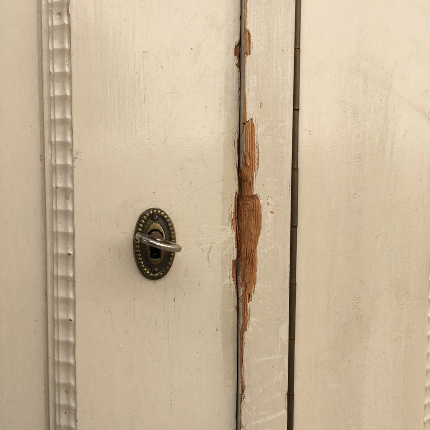 Dielenschrank Vintage Creme Vollholz Möbel