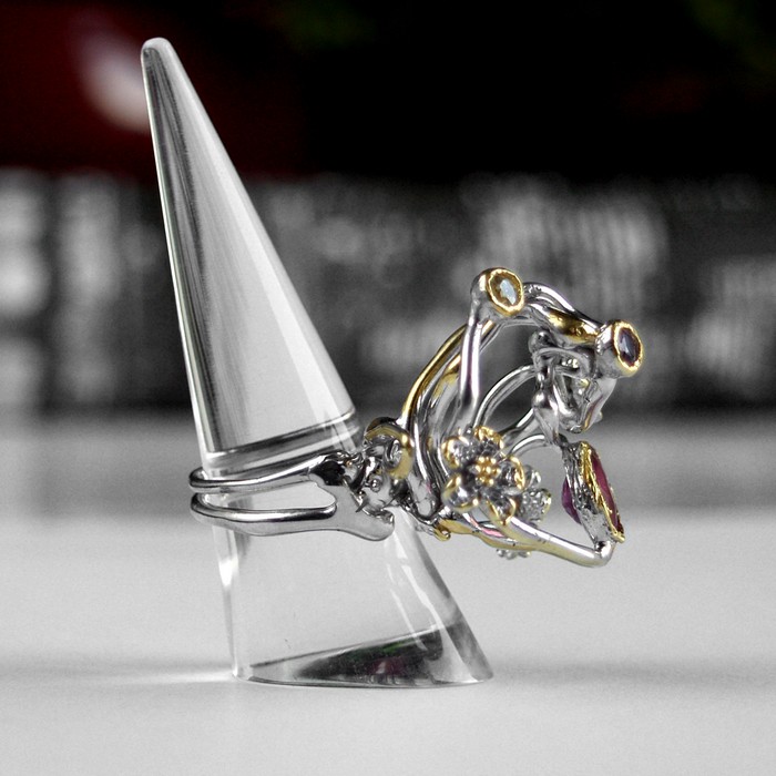 Ring 925 Silber Edelstein multicolor floral Einzelstück handgefertigt, Traumstück!