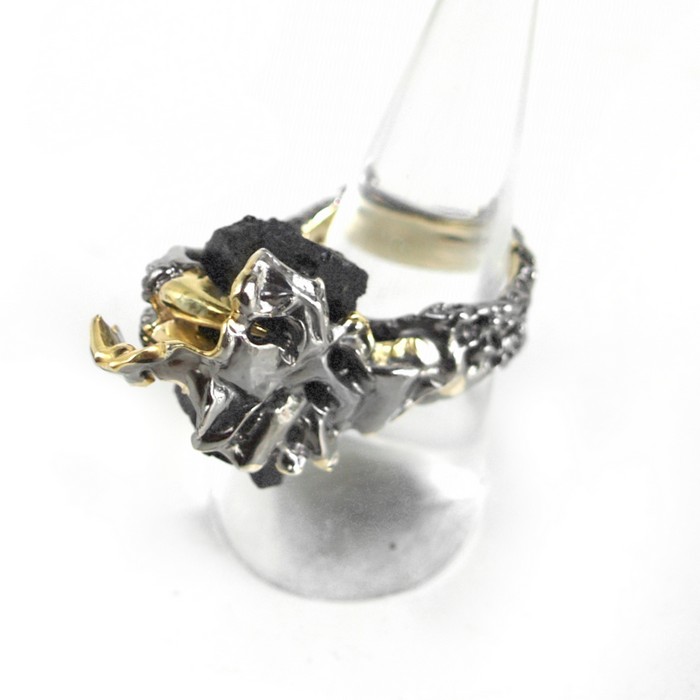 Ring 925 Silber Edelstein schwarz Turmalin