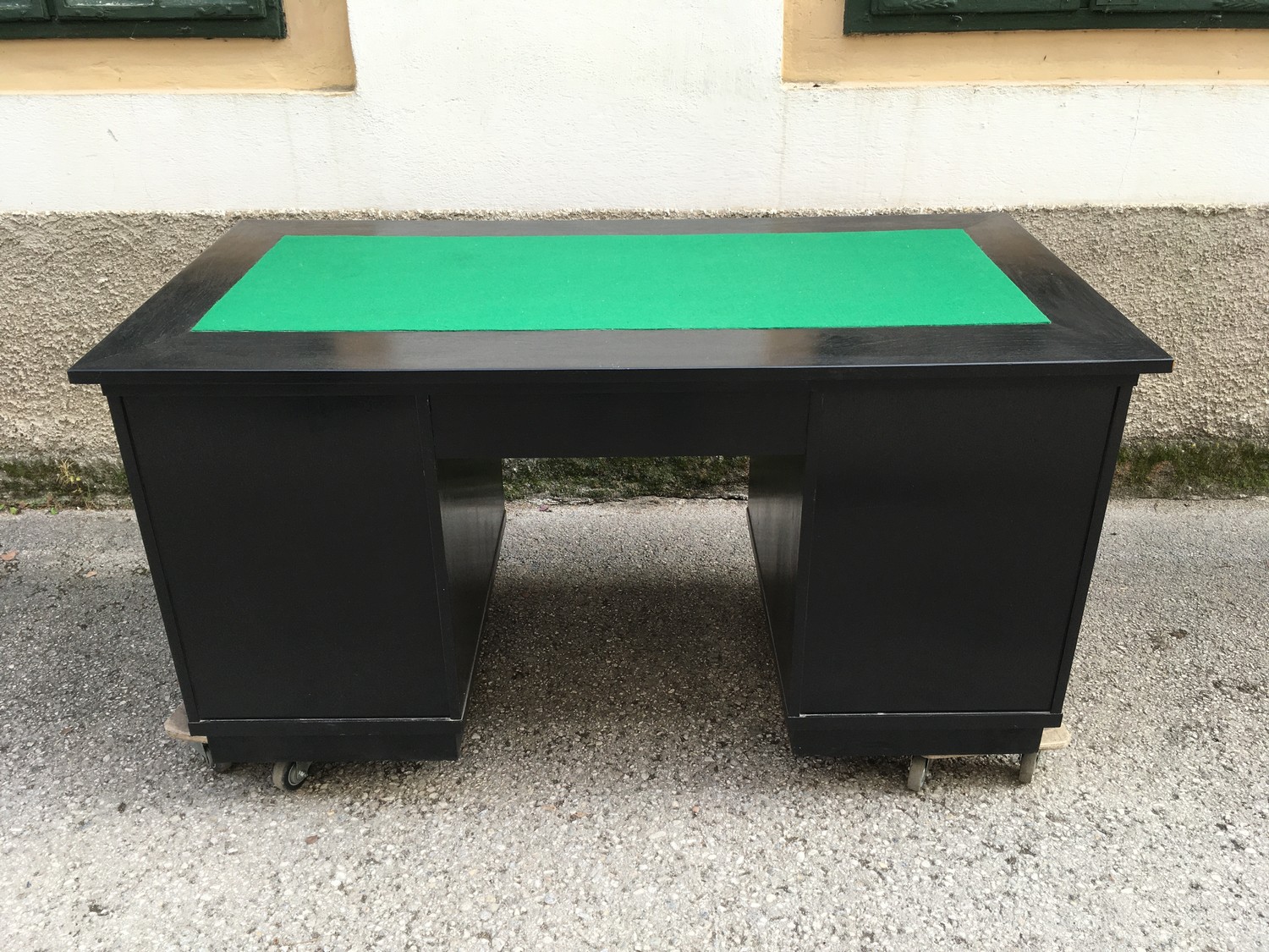 Schreibtisch Jugendstil 1920 antik restauriert, schwarzer Freisteher