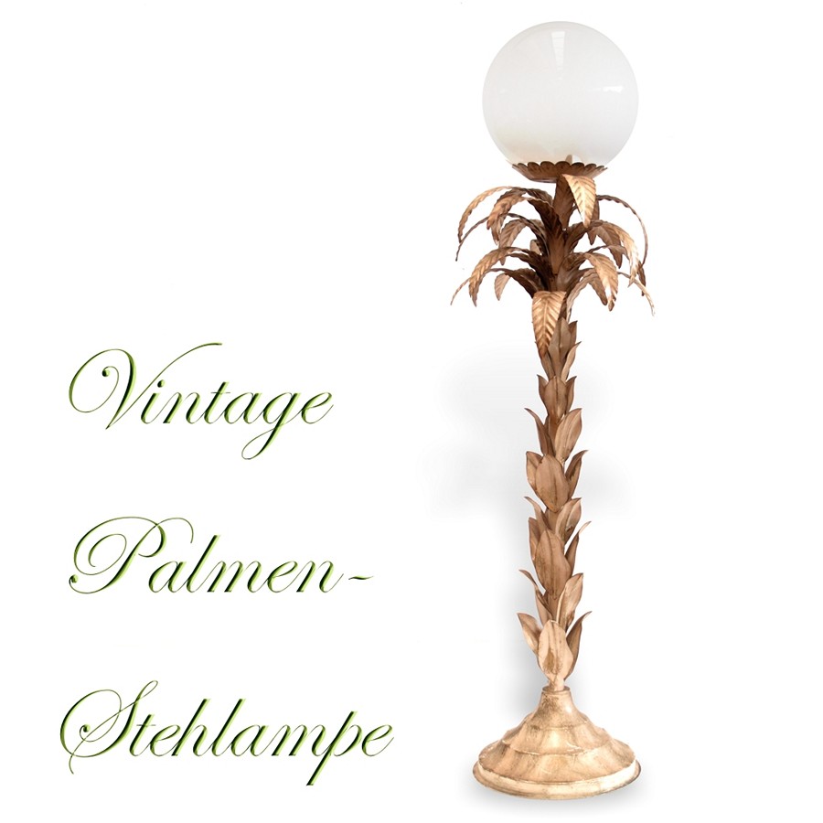Stehlampe Blätter Glaskugel PALME vintage Leuchter