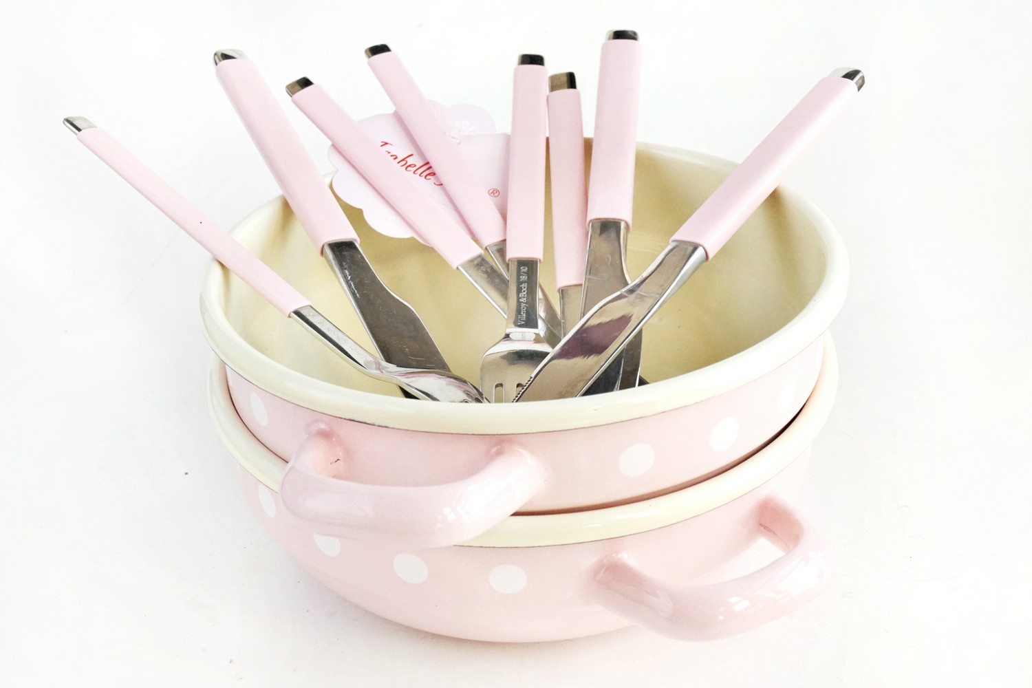 Schüssel Schale Email Polka Dots pink rosa Isabelle Rose handgemacht