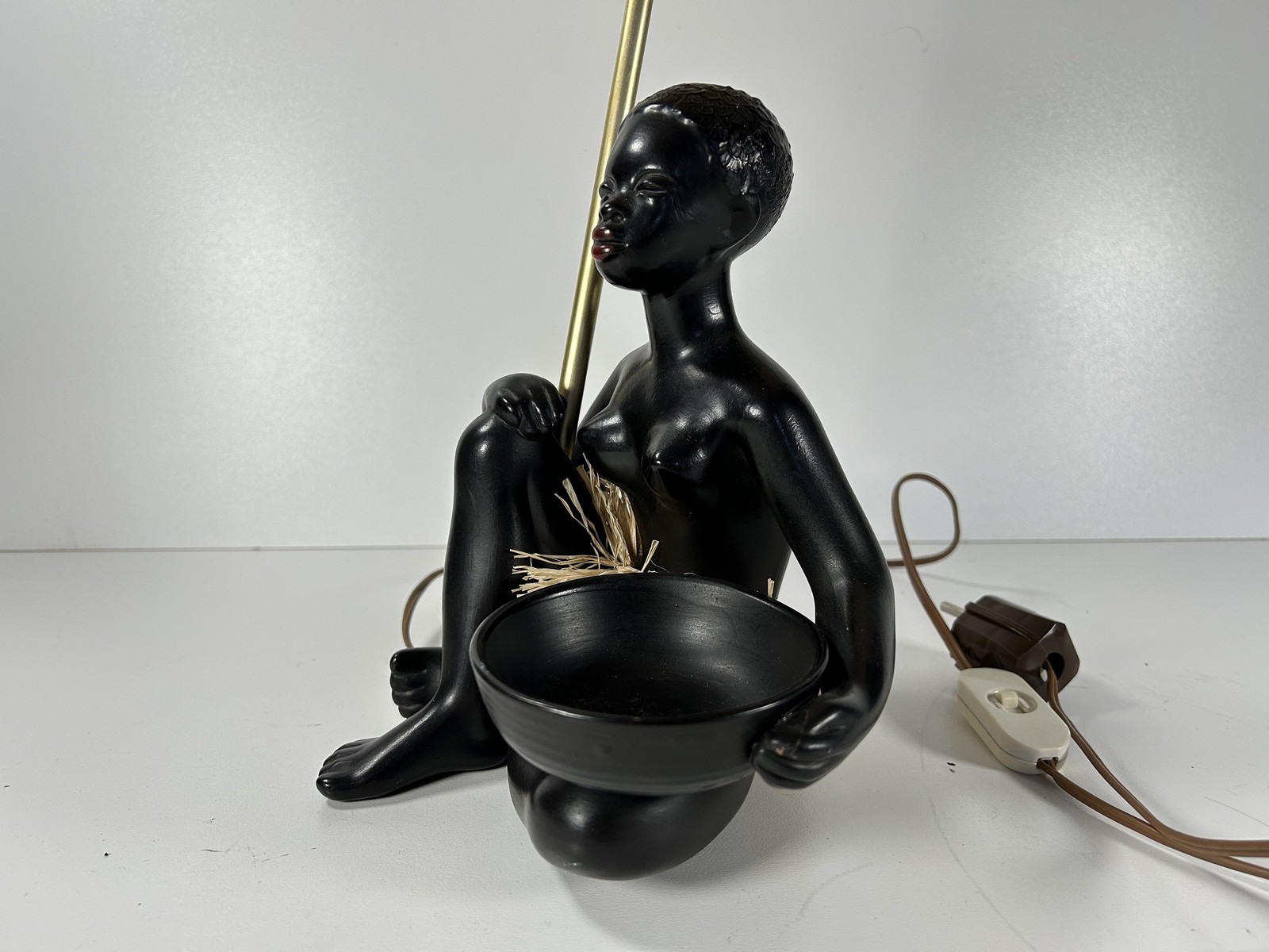 Gmundner Tischlampe Cortendorf Anzengruber Vintage African figurine Mid Century Design Original Austrian Ceramic