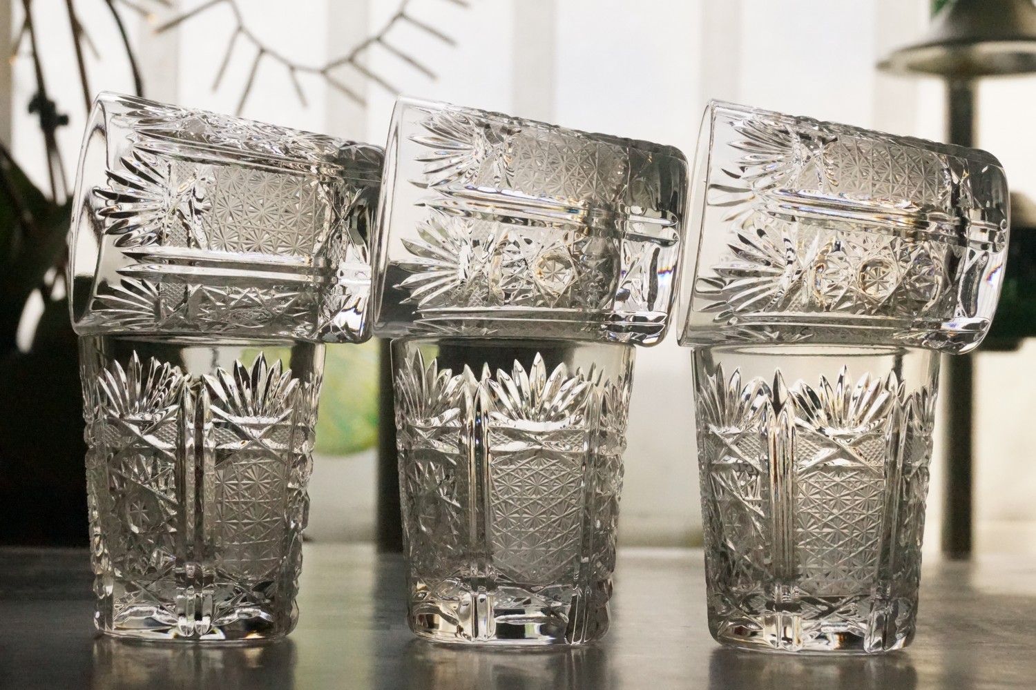 Bleikristall Becher Whisky Schnaps Gläser geschliffen Wassergläser