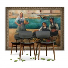 Großes Ölbild Frauen Gemälde 190 x 130 cm "La Dolce Vita am Wasser"