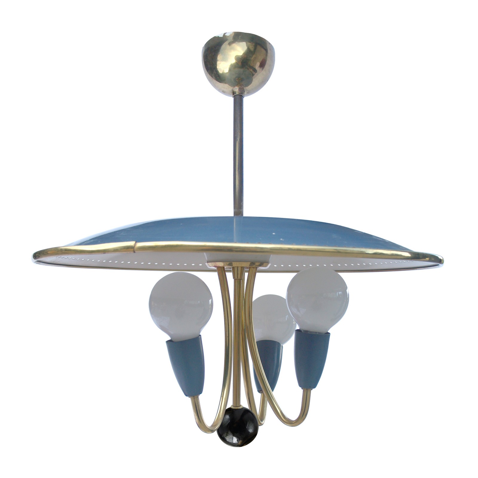 Deckenlampe Emaille Vintage Leuchter Midcentury 50er 60er-Jahre Tütenlampe