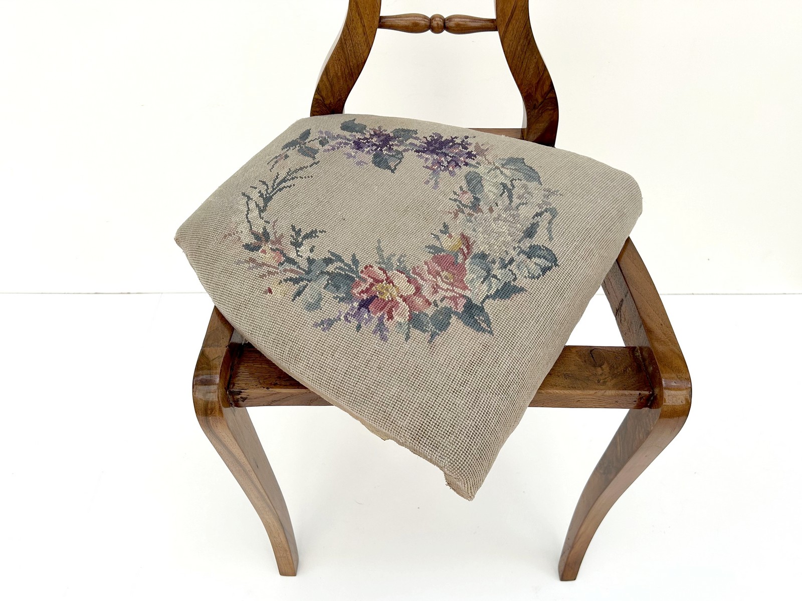 Paar Biedermeier Sessel Stuhl antik Gobelin 2 Stk. um 1820