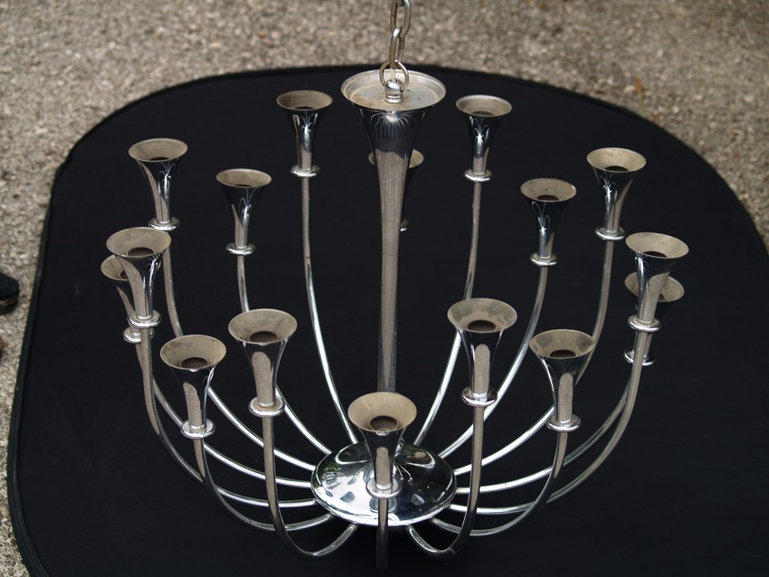 Artdeco Kronleuchter Chrom antik Hängelampe vintage