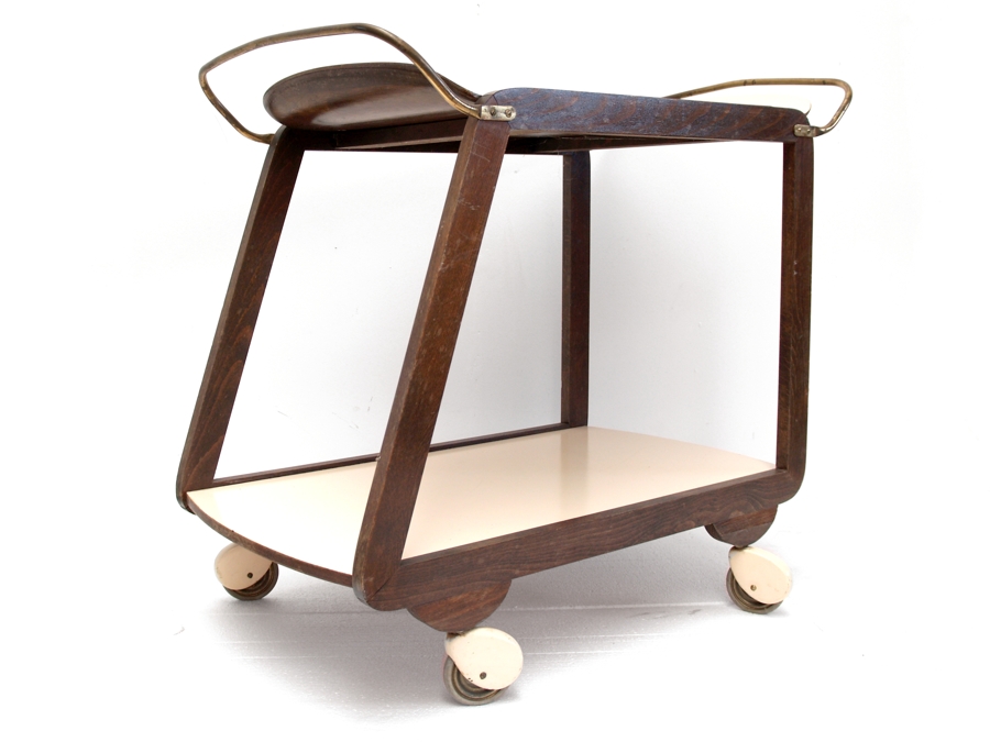 Servierwagen Retro mit abnehmbarem Tablett Speisewagen Barwagen Retro Beistelltisch