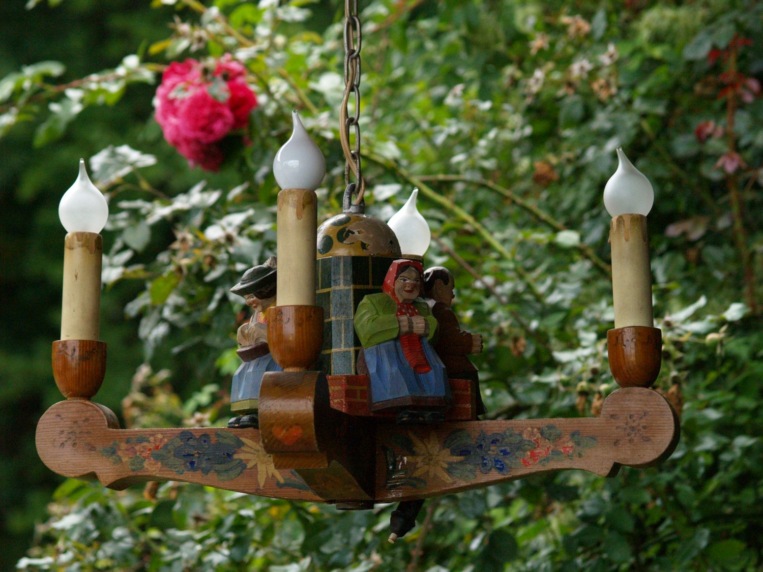 Bauernluster Bauernlampe Manderllampe Luster Lampe Holz Landhausstil vierflammig