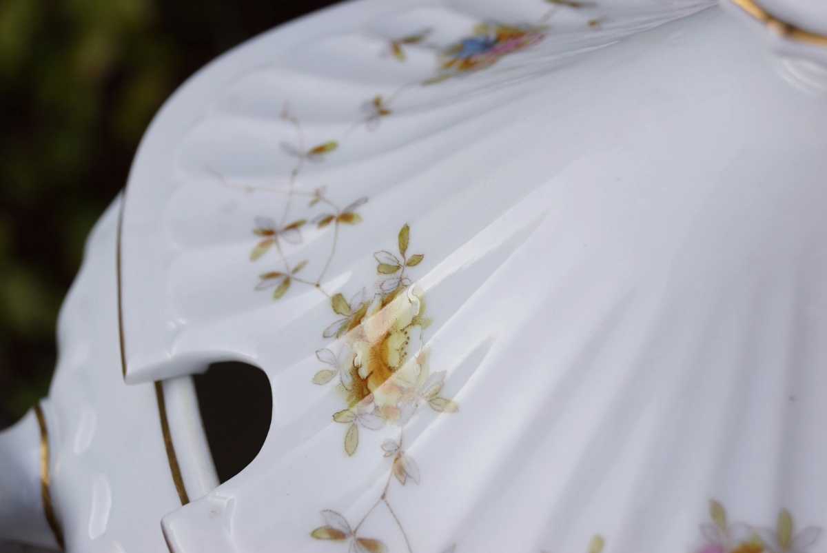 antikes Porzellan Komplettset blümchen gold eckig antikes Geschirr Shabby chic Vintage Jugendstil Teller Terrinne Sauciere