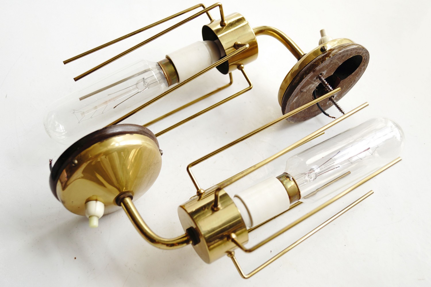 Wandlampen Midcentury Messing Industrialdesign Retro Edisonbirne 60er- 70er-Jahre Spider