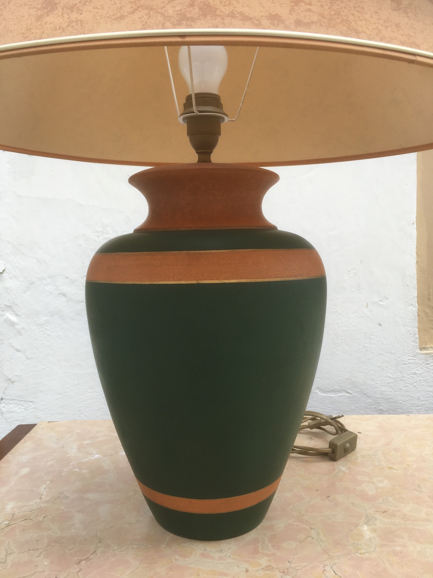 Tischlampe braun schwarz Keramik Afrika Design Konsolenlampe vincent cadeaux