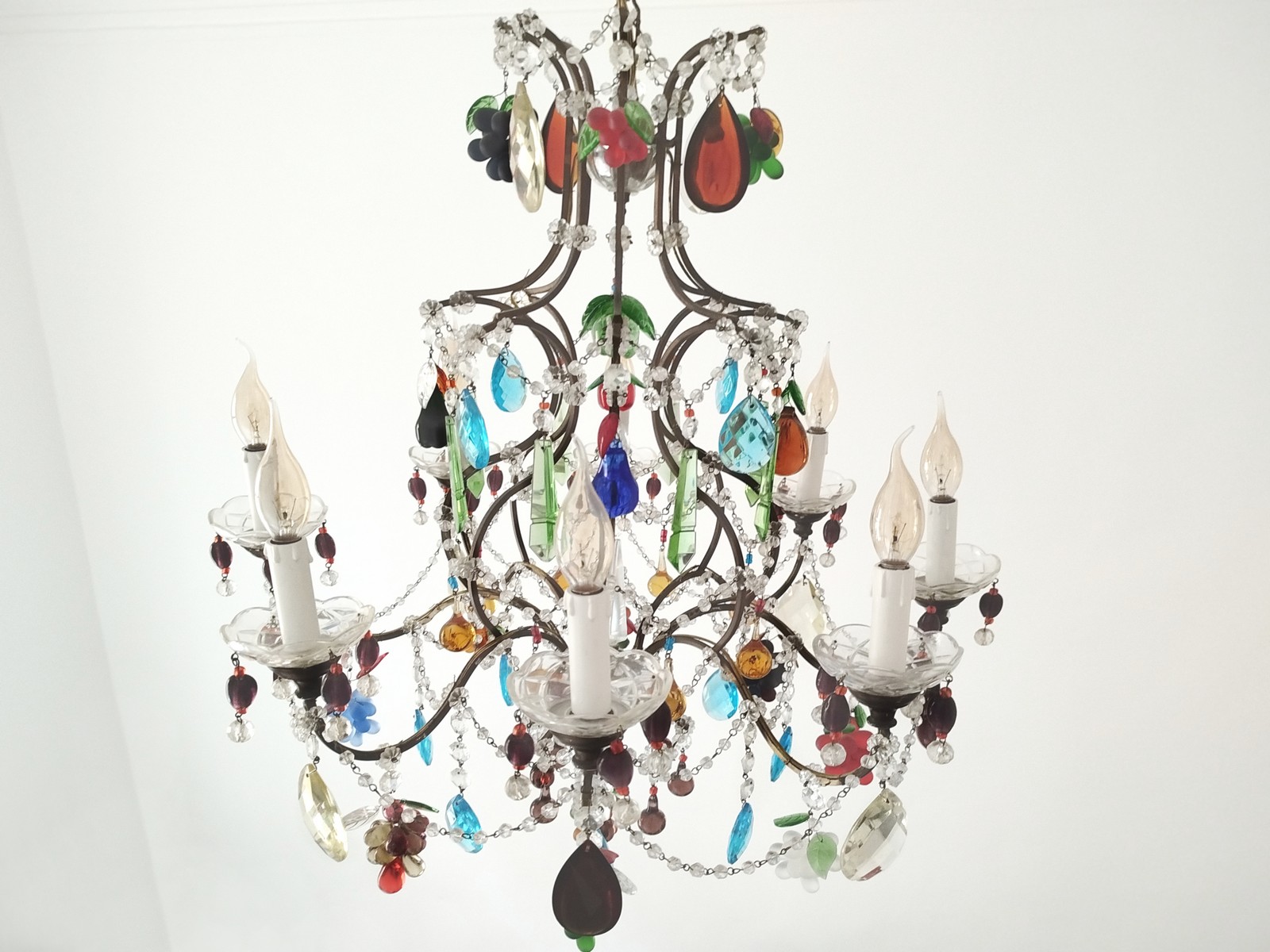 Venzianischer Kronleuchter 8-flammig Muranoglas Behang antik Venzianischer Kronleuchter 8-flammig Muranoglas Behang antik