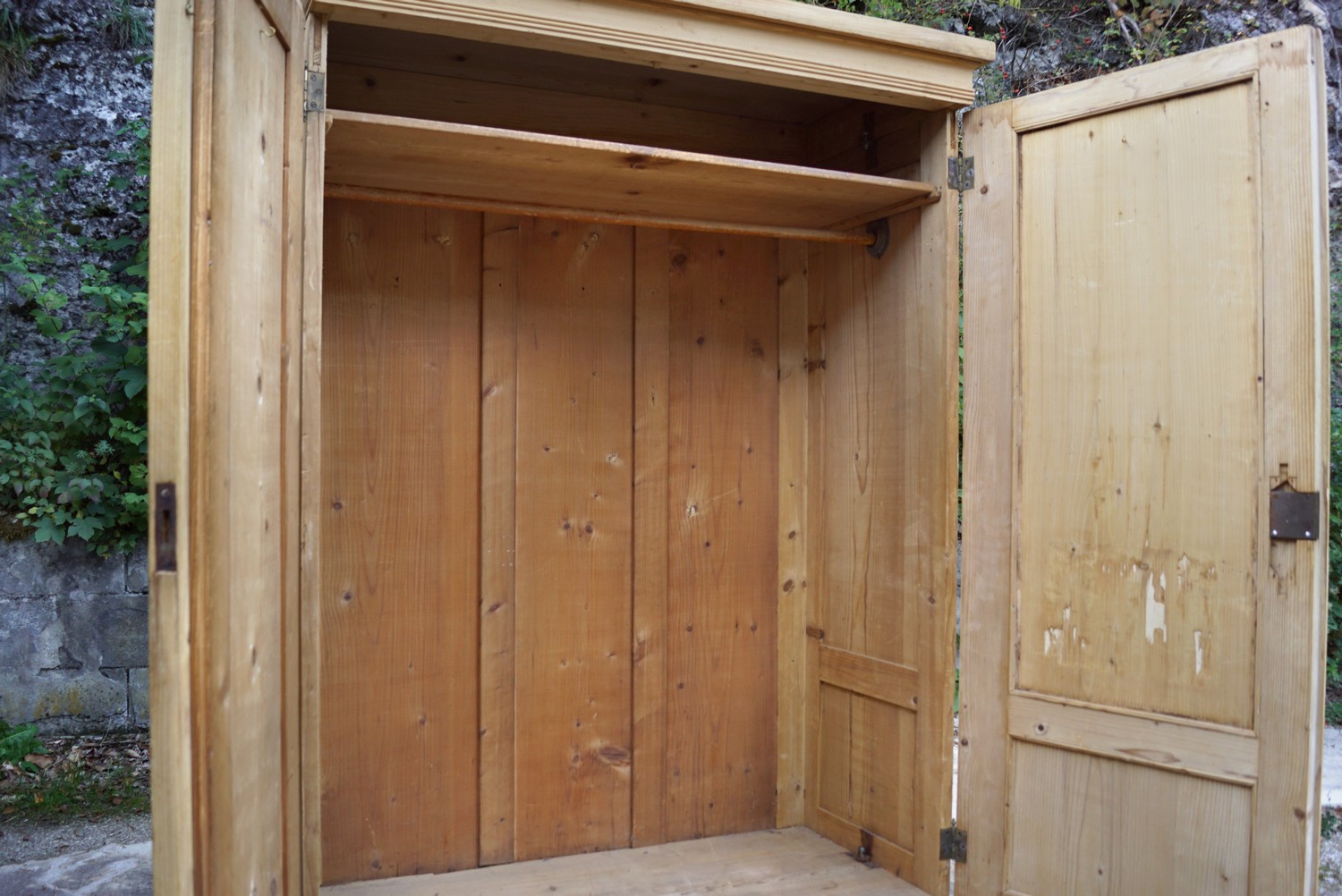 Bauernschrank antik Weichholz Dielenschrank Spiegel Schrank Kasten Bauernmöbel Garderobe