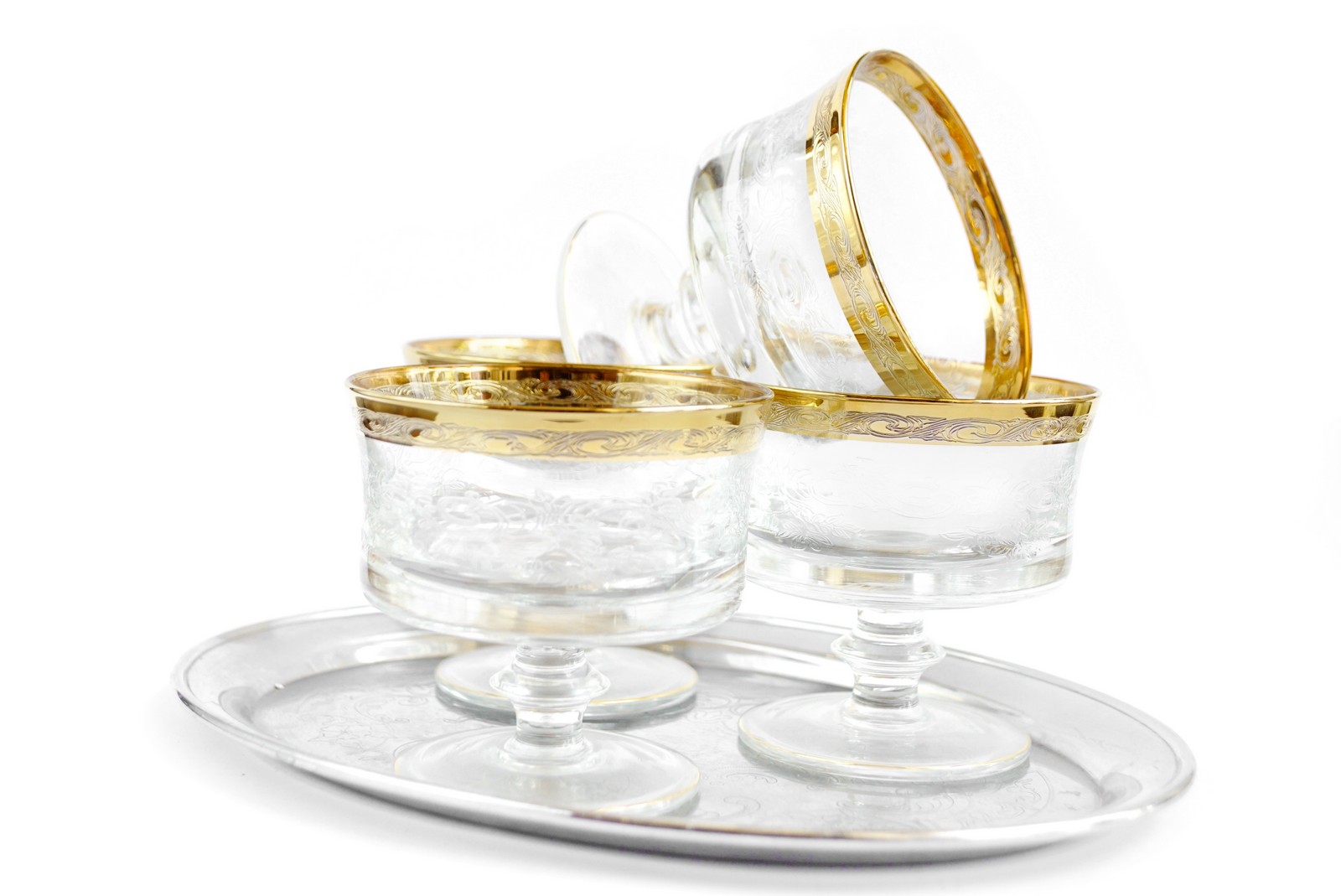 Champagnergläser Murano Medici Goldrand Sorbetglas Vintage neuwertig