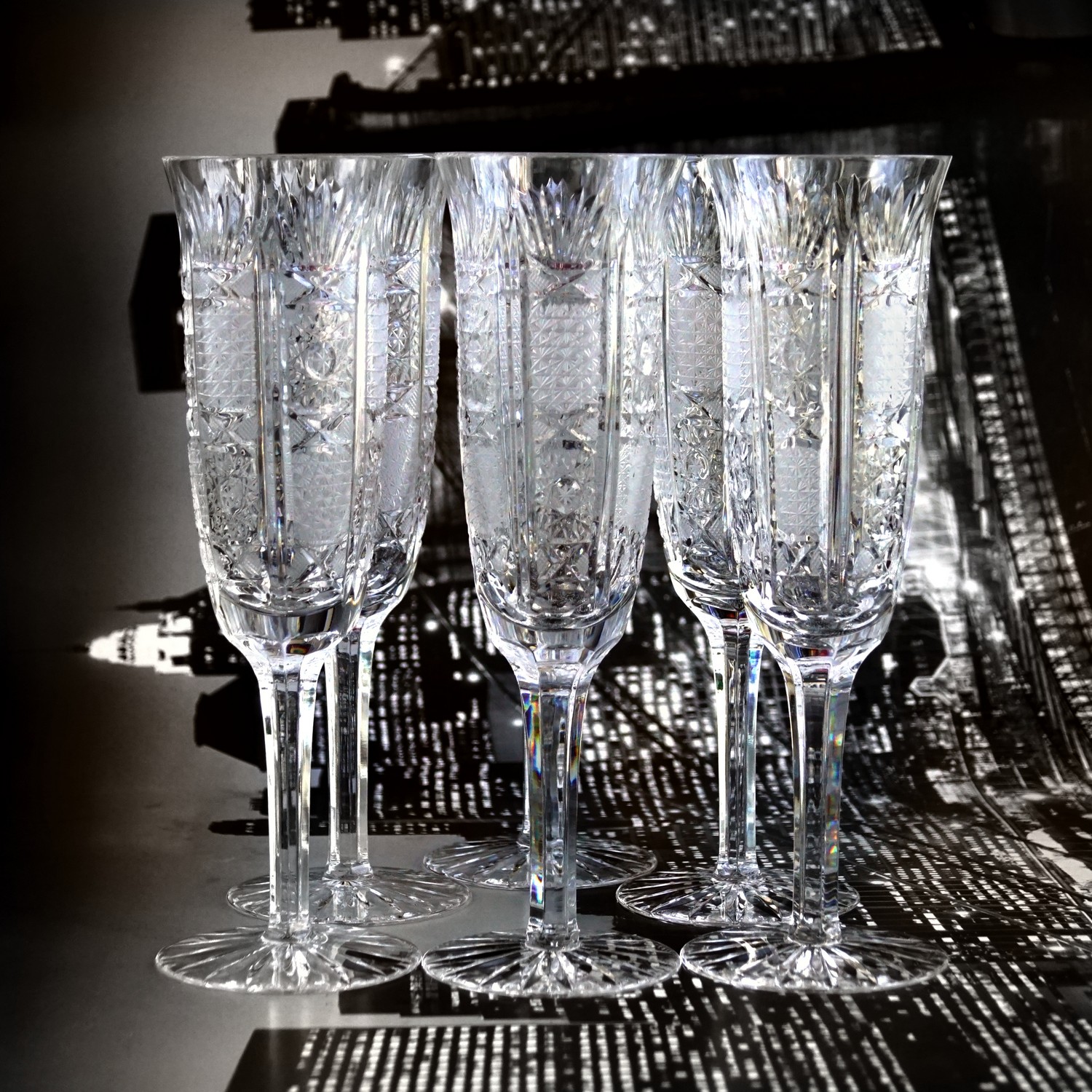 Sektgläser Bleikristall Gläser hoch Champagnerflöten Vintage geschilffen