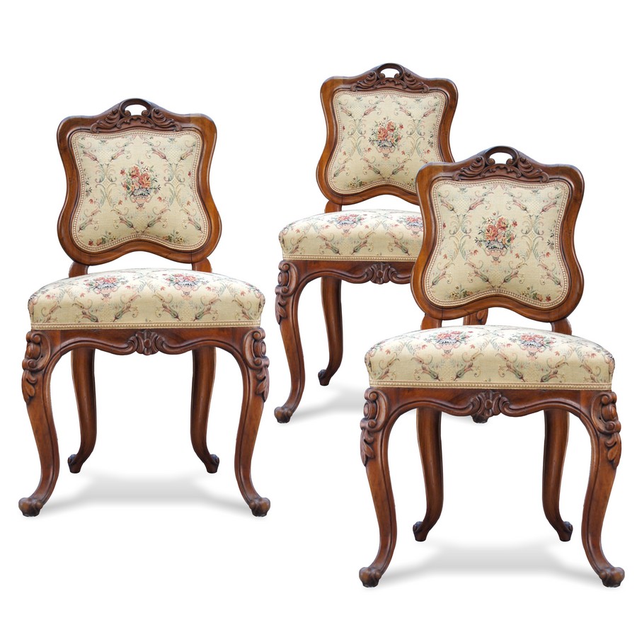 Sessel Stuhl Set 4 Stk. Barockstil antik um 1880 Nussholz Stuhl Barockstil