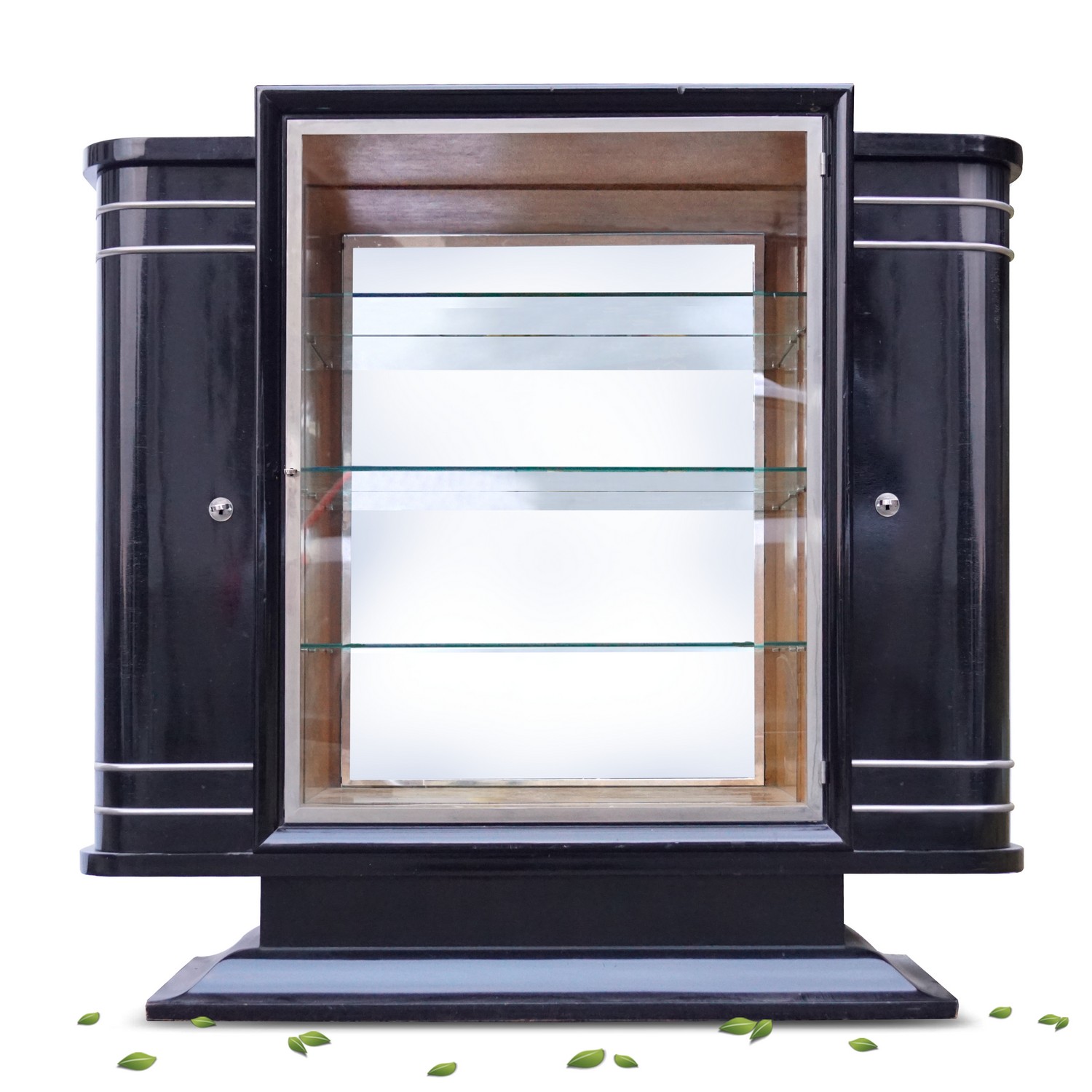 Antiker Schrank ARTDECO schwarz Chromliner Vitrine noir Möbel - Traumstück! Antiker Schrank ARTDECO schwarz Chromliner Vitrine noir Möbel Original 30er-Jahre