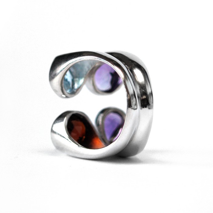 Ring 925 Silber Schmuck Aquamarin Amethyst Granat Steine handgefertigt
