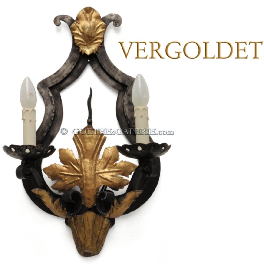 Wandlampe Edel Blake Wandleuchter Eisen handgeschmiedet teilvergoldet EDELTEIL Schmiedeeisen Wandlampe