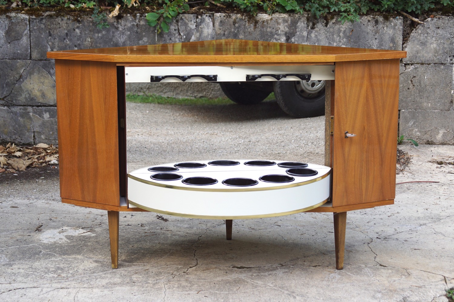 Barschrank Drehbar Eckkommode Kommode Bar Vintage Original Retro