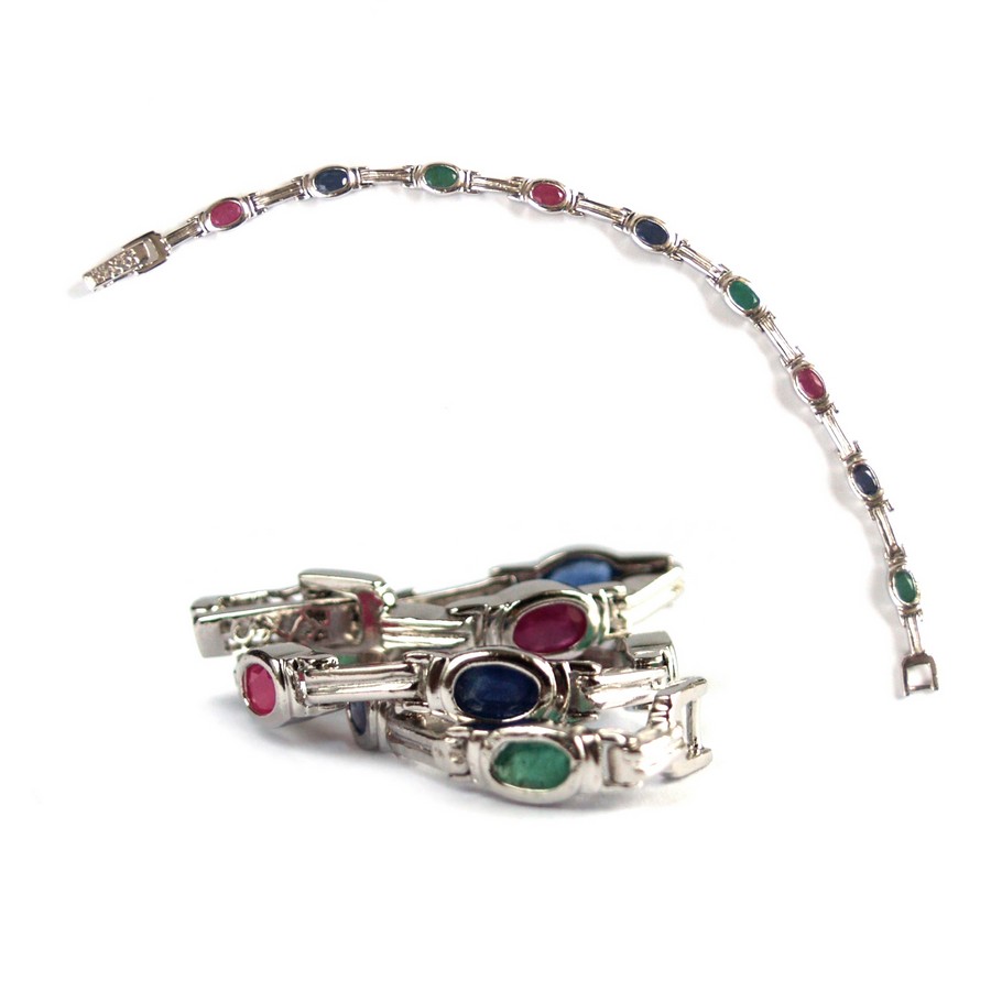 Armband Silber 925 Multicolor Edelsteine Saphir Smaragd Rubin Armband Silber Edelsteine