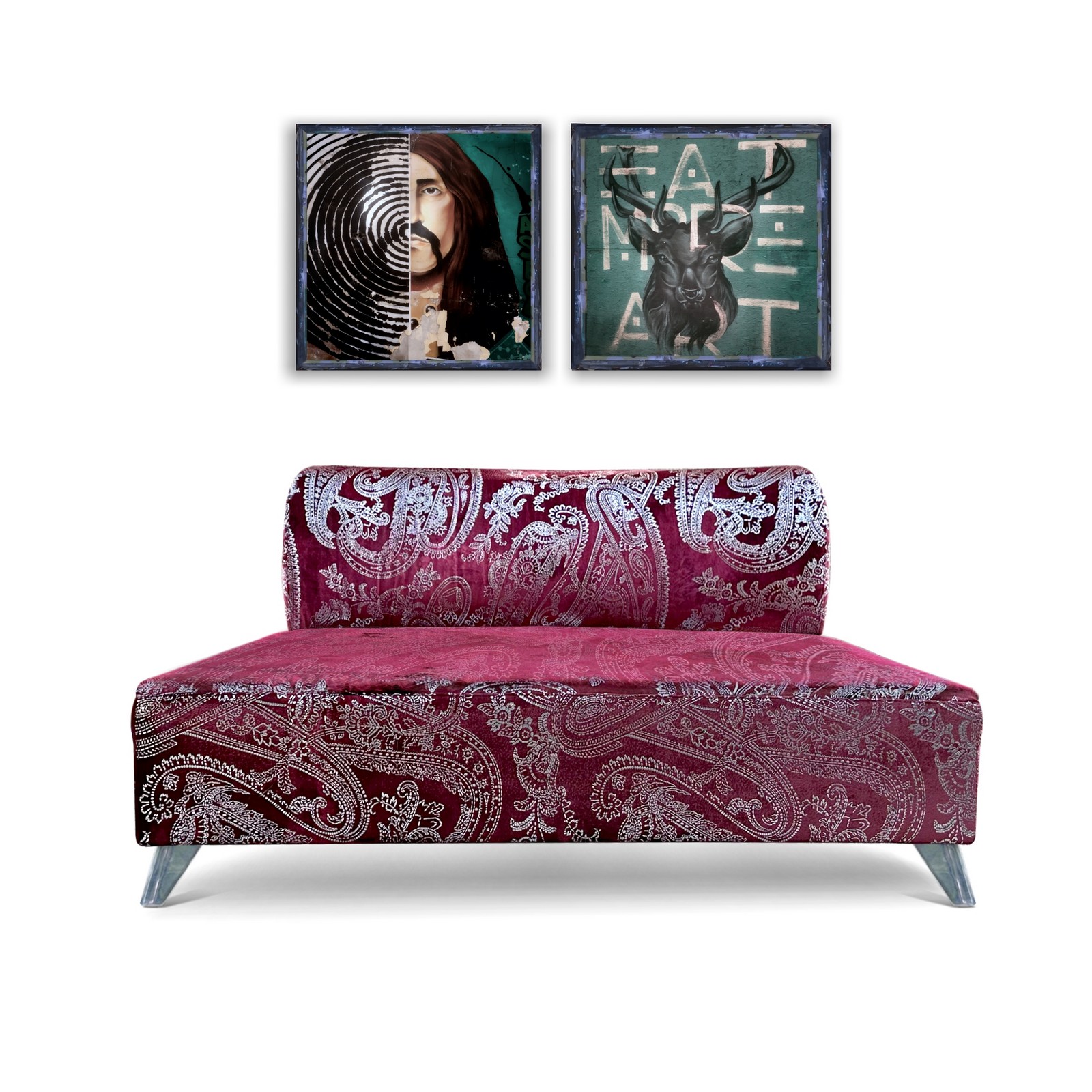 Bretz Sofa Designersofa Möbel Designklassiker silber rot rose Vintage Chill Loveseat