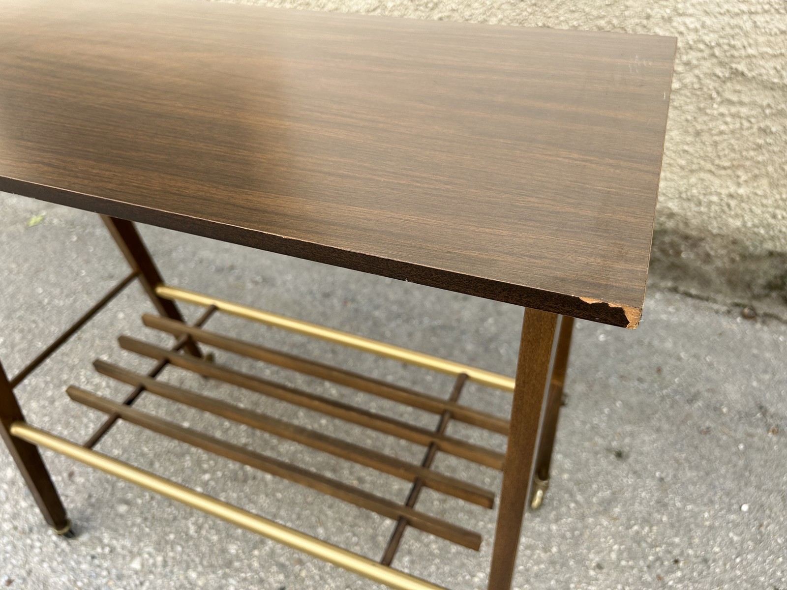 Beistelltisch 60er-Jahre antik Messing Palisander