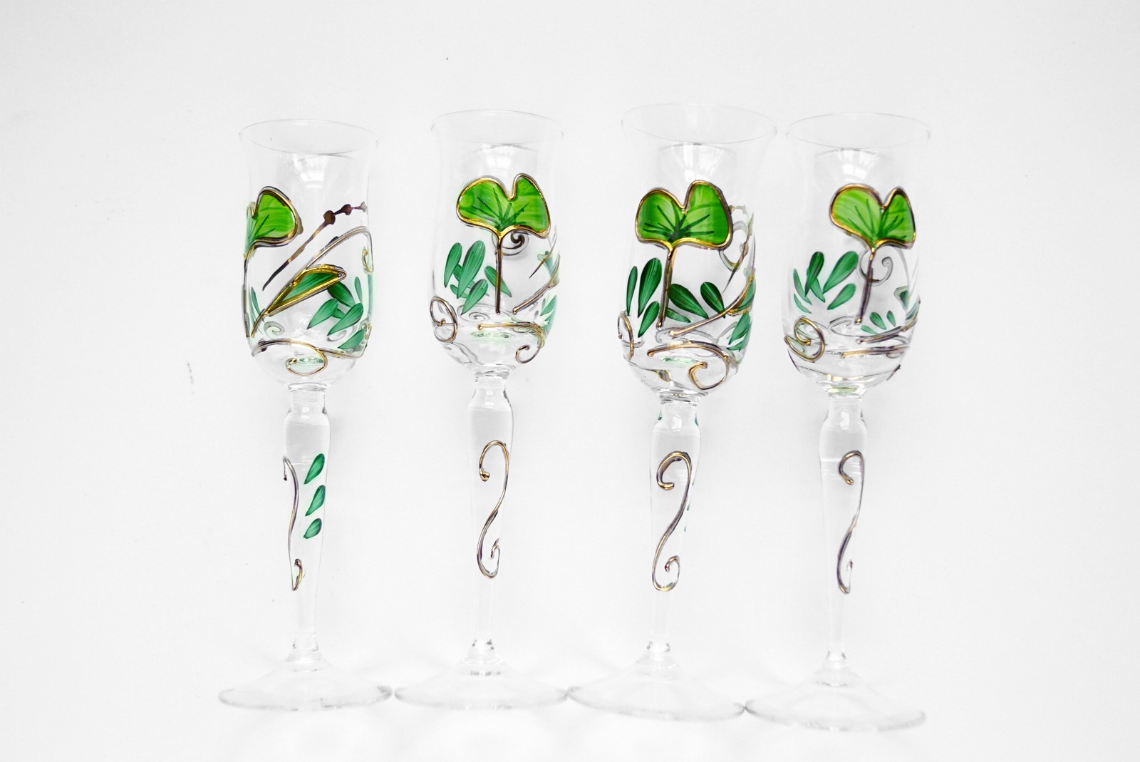 Nagel Schnapsgläser Ginko Traumwelten Kristallgläser Vintage Design Nagel Kristallgläser grün gold Ginko