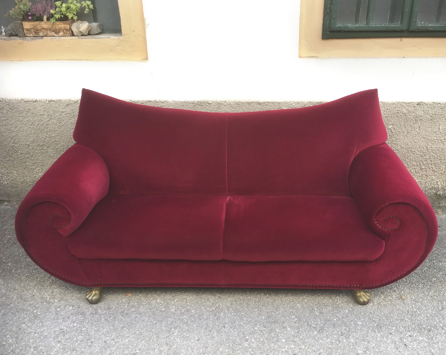BRETZ GAUDI Sofa Couch 3-Sitzer rot Typ F210 Tatzenbeine Designsofa