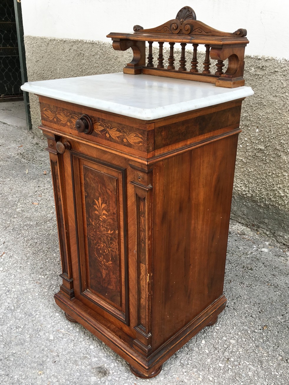 Kommode antik Marmor Nuss